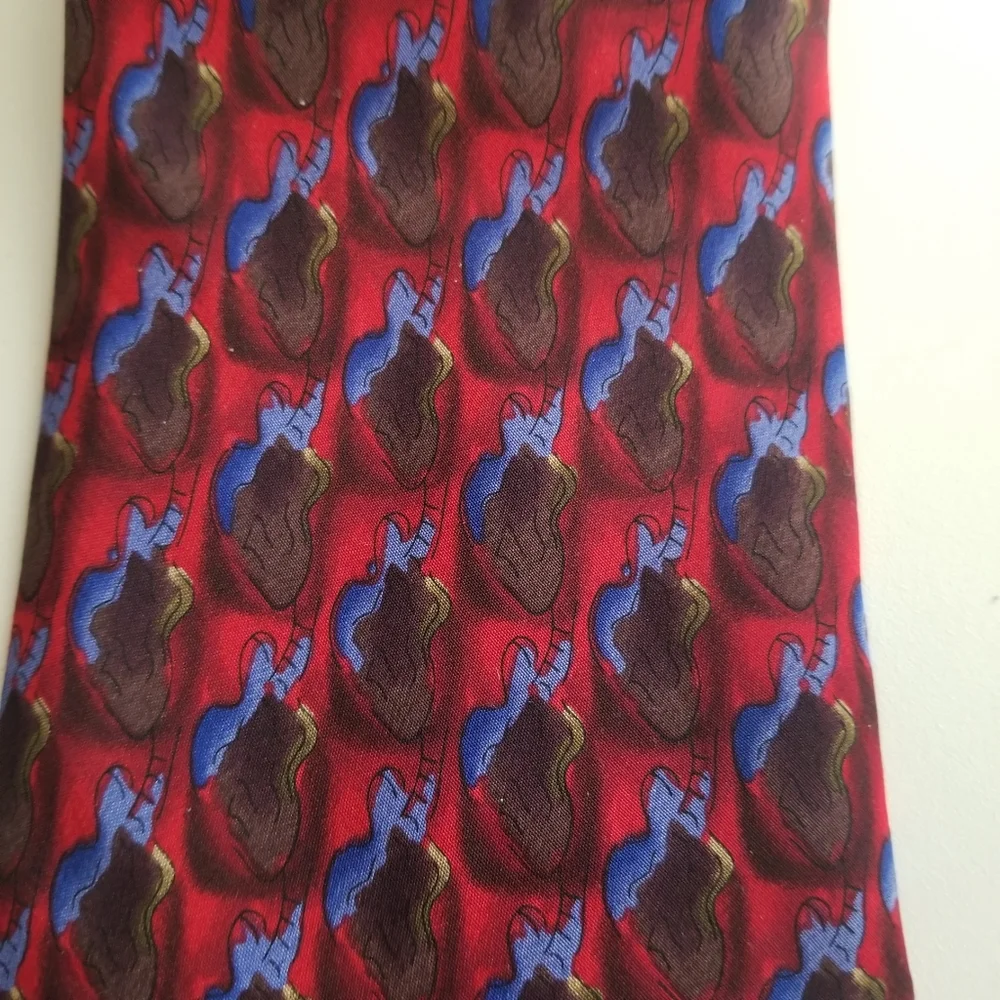 Jerry Garcia  Grateful DEAD Men's Red Patterned Silk Tie - Classic Statement
